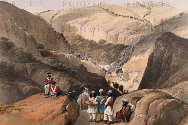 A British army traversing the Koojah Pass, Afghanistan, First Anglo-Afghan War, after James