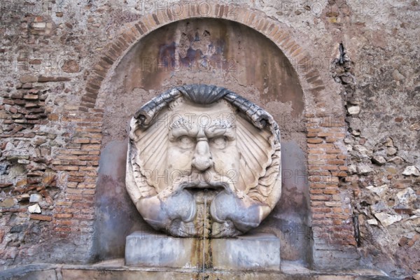Detail of fountain in rome italy, photo as a background in old italian roman capital city, rome,