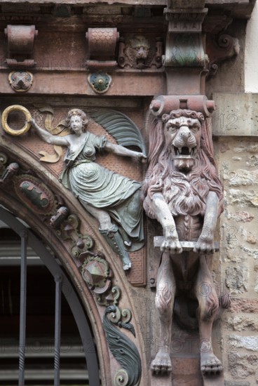 Renaissance portal, Old town market square, Brunswick, Lower Saxony, Germany, Europe,