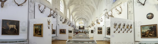 Panoramic photo of the interior of the German Hunting and Fishing Museum, Munich, Upper Bavaria,