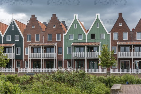 Veolendam, Netherlands, August 08, 2016. Houses in the marina of Volendam. Volendam is a popular