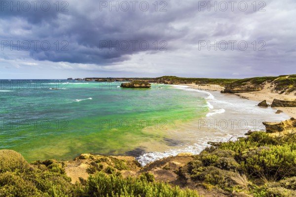 The Great Ocean Road of Australia. Picturesque seashore, coastal cliffs and sandy beaches of the