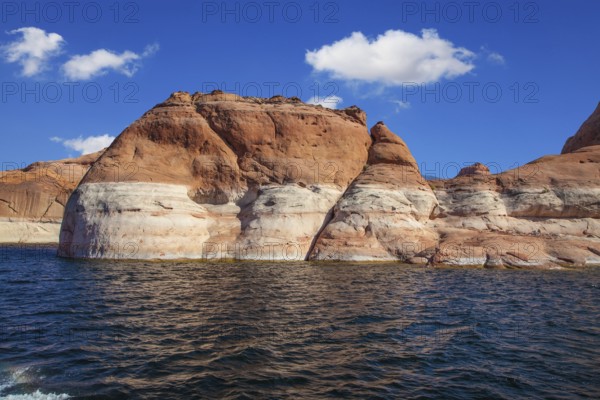Picturesque artificial huge reservoir Powell on the river Colorado, USA. The lake is surrounded