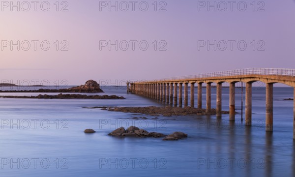 Bridge to Ferry to Ile de Batz, Roscoff, Brittany.This bridge is used during the low tide.The