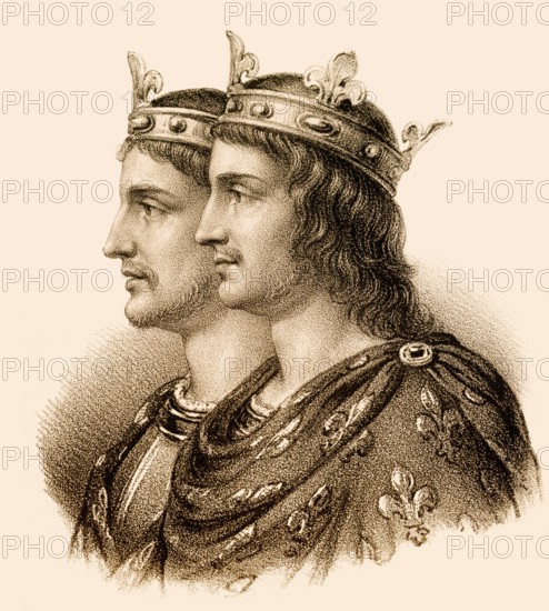 Louis the Younger or Louis III, 830/835-882, King of Saxony, and his elder brother Carloman,