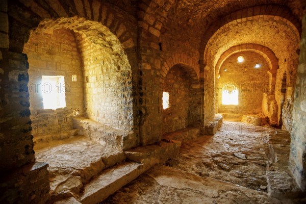 Romanesque hermitage of Sta. Quiteria and S. Bonifacio (11th century) . Montsec massif. Huesca