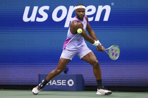 Tennis player Frances Tiafoe in action at the US Open 2024 Championships, Billie Jean King Tennis
