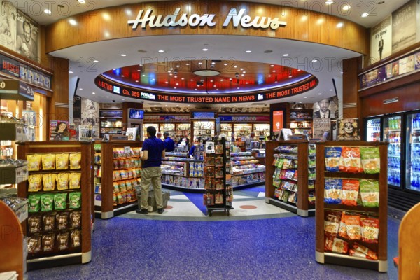 A well-lit shop with a wide range of magazines and snacks, Manhattan, Brooklyn, New York City, New