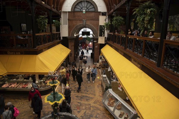 Cork, Ireland, September 3 2021: Interior view of the English food and groceries market landmark in