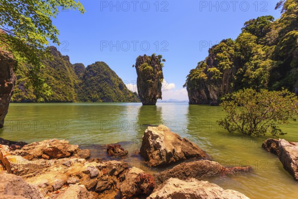 Whimsical island in the Andaman Sea. James Bond Island. Wonderful holiday in Thailand