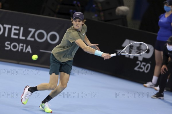 Sofia, Bulgaria - 14 November, 2020: Italy's Jannik Sinner in action during his final match against