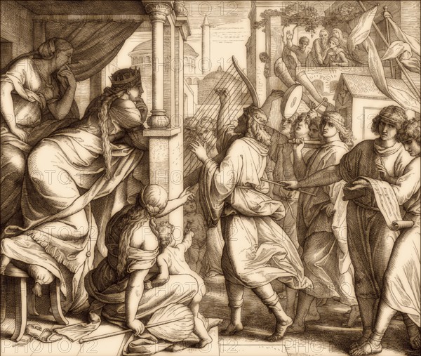 David bringing the ark of the covenant to jerusalem, Old Testament, by Julius Schnorr von