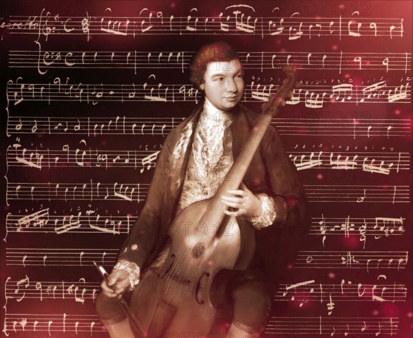 Carl Friedrich Abel, 1723? – 1787, German composer, digitally edited according to a painting by