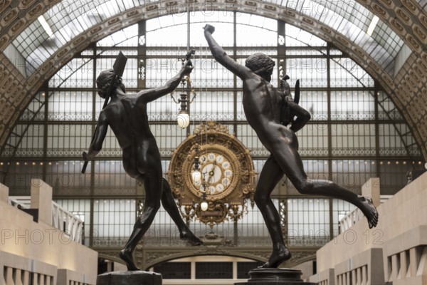 PARIS, FRANCE, MAY 29, 2022, Ornate clock at the main hall of famous museum d'Orsay in Paris,