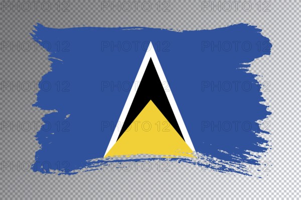 Saint Lucia flag brush stroke, national flag on transparent background