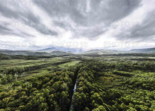 The area around Esperance River Forest Reserve on a stormy summer's day in Southwest National Park
