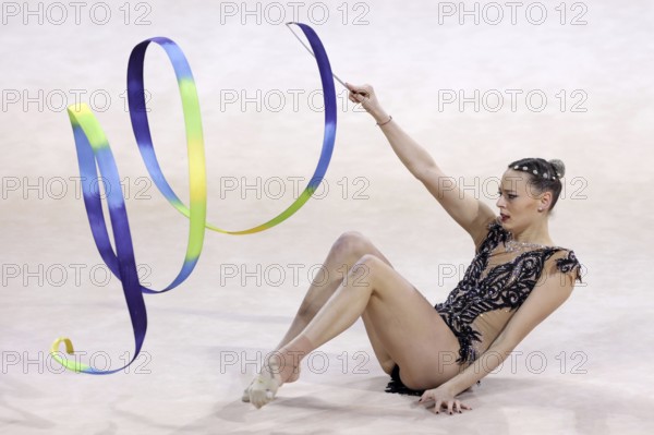 Sofia, Bulgaria - 27 March, 2021:Nicol Rupreht of Austria performs during the individual Ribbon