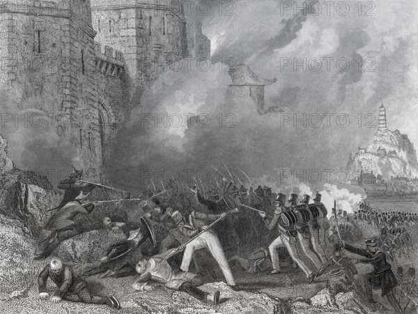 Britische Truppen erobern Chin-Keang-Foo, die Schlacht von Chinkiang, 1842, Erster Opiumkrieg