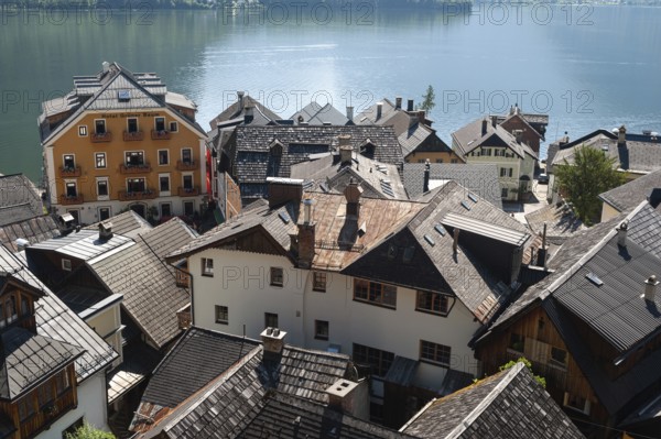 18.06.2019, Hallstatt, Salzkammergut, Upper Austria, Austria, Europe, View of residential buildings