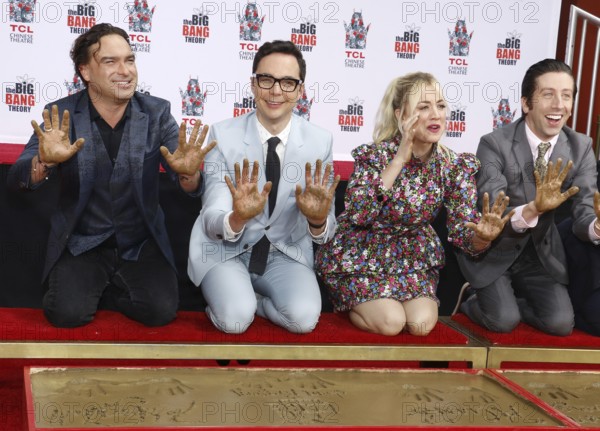Johnny Galecki, Jim Parsons, Kaley Cuoco and Simon Helberg at the handprints ceremony for 'The Big