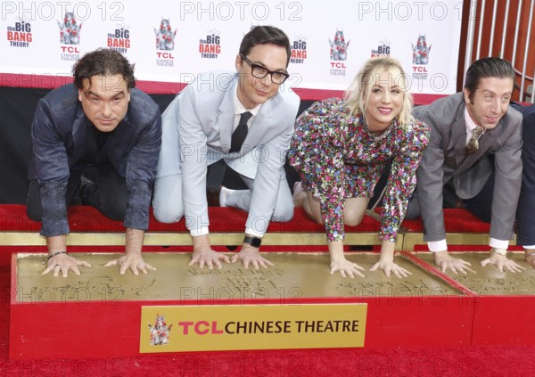 Johnny Galecki, Jim Parsons, Kaley Cuoco and Simon Helberg at the handprints ceremony for 'The Big