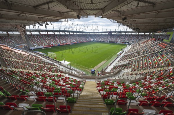 LUBIN, POLAND - FEBRUARY 18, 2024: Football match Polish PKO Ekstraklasa between KGHM Zaglebie