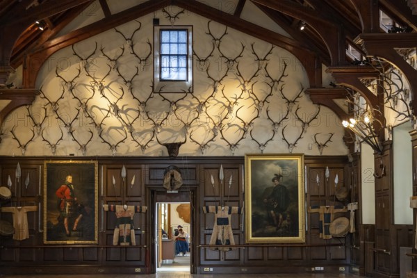 PITLOCHRY, PERTHSHIRE, SCOTLAND, UK, MAY 28. The Ballroom of Blair Atholl Castle near Pitchlochry