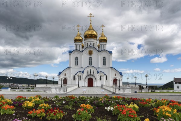 PETROPAVLOVSK KAMCHATSKY CITY, KAMCHATKA PENINSULA, RUSSIA, AUG 17, 2018: Holy Trinity Orthodox