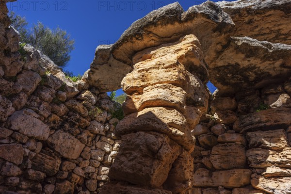 Talaiot from the talaiotic era (Iron Age). Hospitalet Vell archeological site, Majorca, Balearic