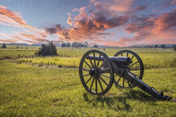 Canon aiming at a battlefield of Gettysburg, USA