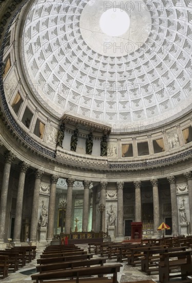 POMPEII, ITALY, APRIL 10, 2022, Huge classicistic basilica San Francesco di Paula in downtown