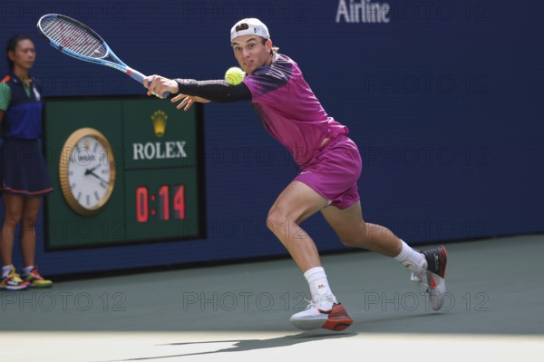 Tennis player Jack Draper of Great Britain in action at the US Open 2024 Championships, Billie Jean
