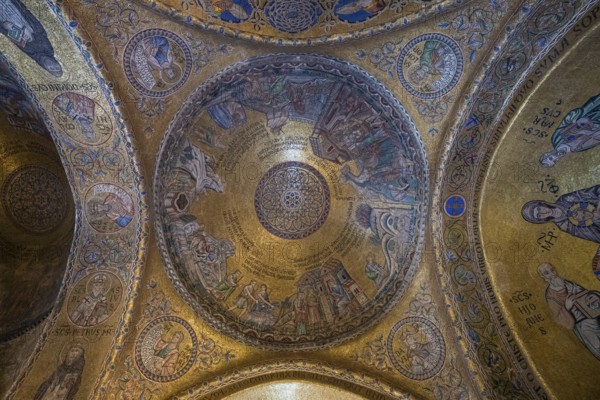 Interior view of St. Mark's Basilica, mosaics, frescoes, Venice, Veneto, Adriatic Sea, Northern