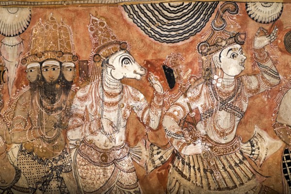 Lepakshi Temple has a colossal painting of Veerabhadra in the central hall, Lepakshi, Andhra