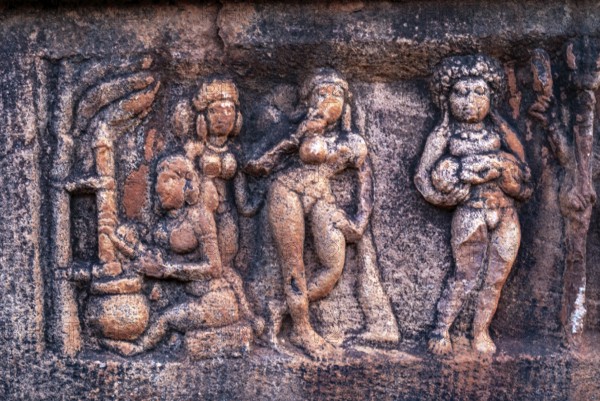 Sculptures in the Upper Shivalaya Temple in north fort in Badami, Karnataka, South India, India,