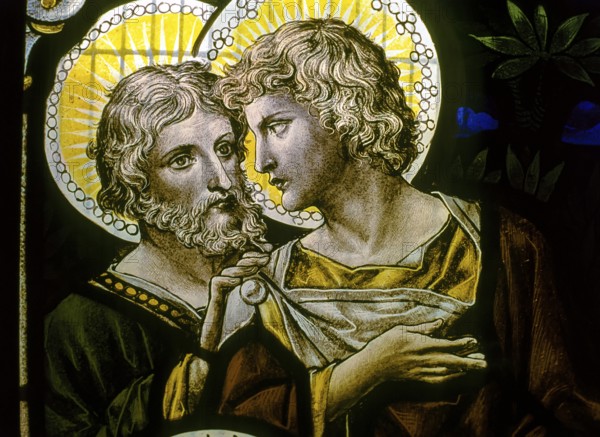Stained glass window in All Saints Church established in 1854 in Coonoor, Nilgiris, Tamil Nadu,