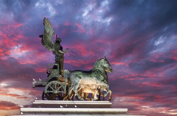 The Quadriga of Unity on the summit of one of the two propylaea at the Victor Emmanuel II National