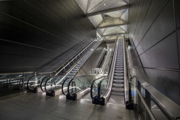 Copenhagen, Denmark, October 13, 2019: Interior view of the new metro station Radhuspladsen on the