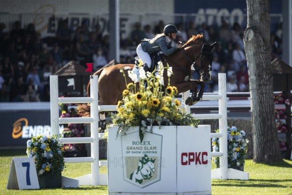 Jaydan Stettner of Canada and riding Ielinea JTL competes in the 1.45m Enbridge Cup at the Spruce