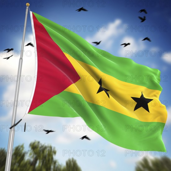 Flag of Sao Tome and Principe, This is a computer generated and 3d rendered image