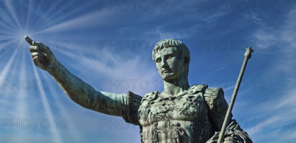 Julius Caesar, ancient statue in Rome, Italy. Concept for leadership, personal growth, personal