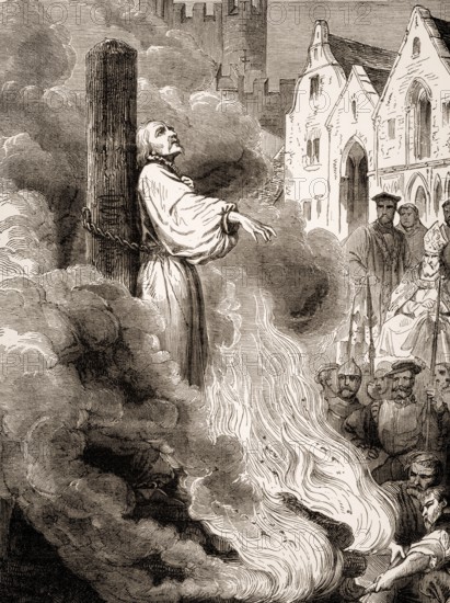 Michael Servetus or Miguel Servet, 1509 or 1511 –1553, a Spanish theologian, polymath, burning at