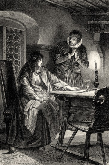 ACT V., SCENE III., Clara's house, Clara, Brackenburg, scene from EGMONT by Johann Wolfgang von