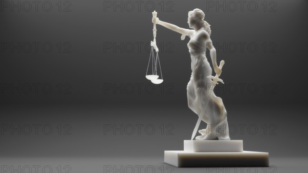 A white lady justice statue. 3D illustration