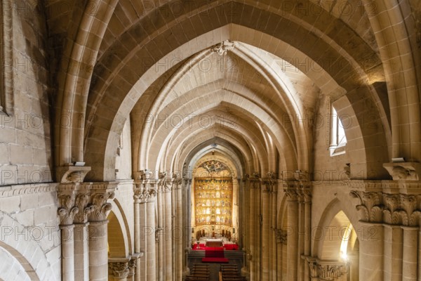 Salamanca, Spain, January 14, 2022: Cathedral of Salamanca. Interior view of the nave and the