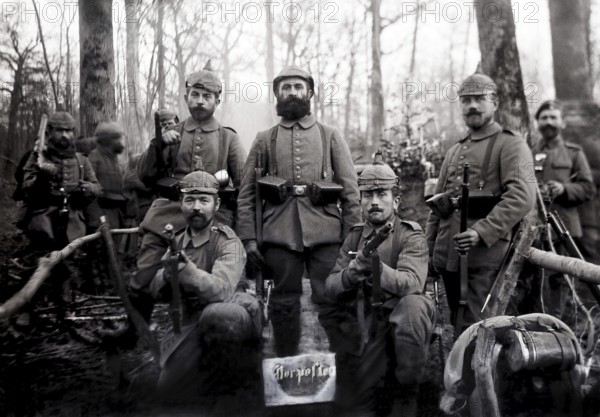 German soldiers in outpost position. First World War, France. German soldiers in the outpost. World