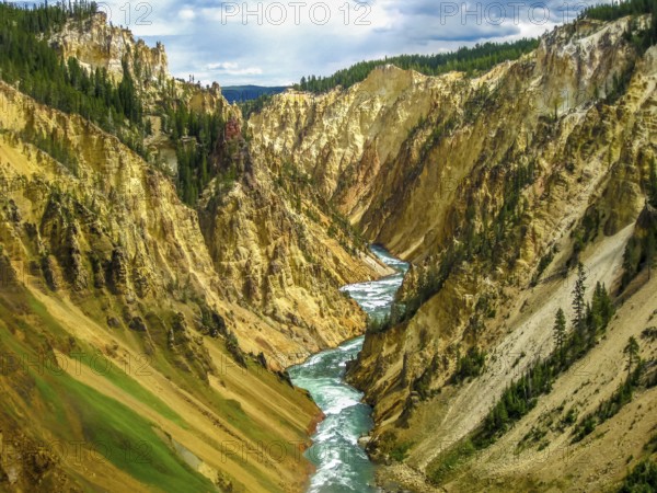 Lower Falls, most popular waterfall in Yellowstone, are located in head of the Grand Canyon in