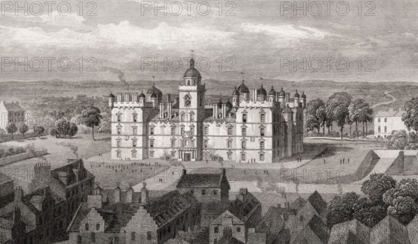 Heriot's Hospital, from the Castle hill, Edinburgh, Scotland, 19th century, from Modern Athens by