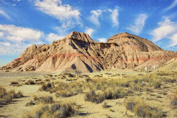 Bardenas Reales. Journey to the warm Spanish autumn. Semi-desert area in the Spanish province of