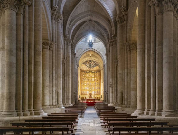 Salamanca, Spain, 9 April, 2024: view of the central nave of the Old Cathedral of Salamanca